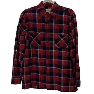 Wedgefield Men's Vintage Plaid Flannel Shirt M Long Sleeve Button-Up